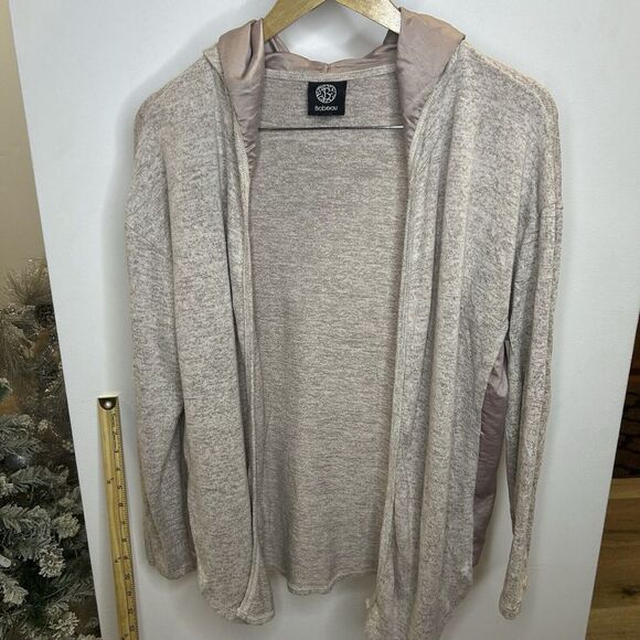 Bobeau Shawl Collar Open Knit Cardigan Sweater Women Size‎ S Gray/ Pink Color - Picture 1 of 9